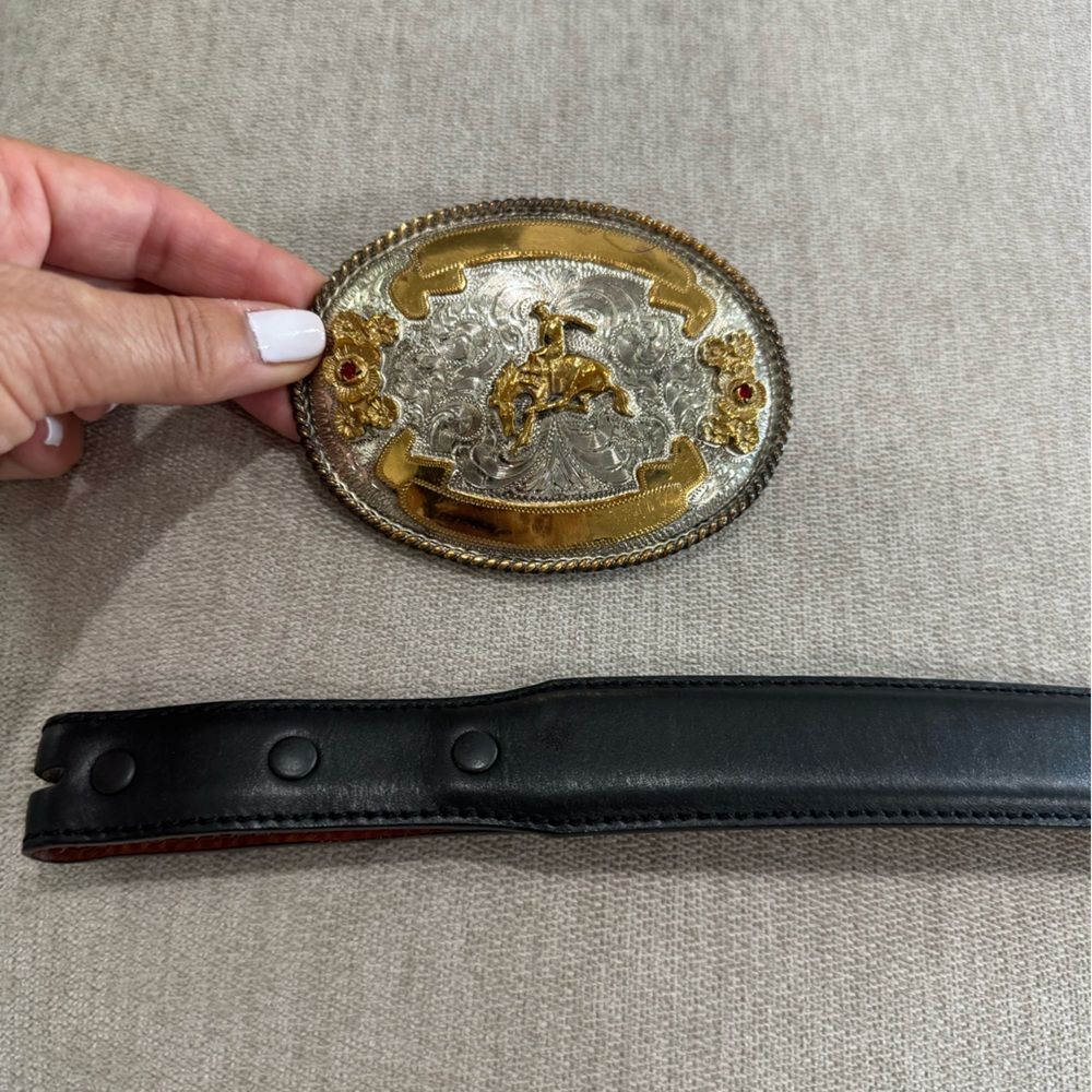 Alexanders Mens Unisex Leather belt ONLY western cowboy 48in Black